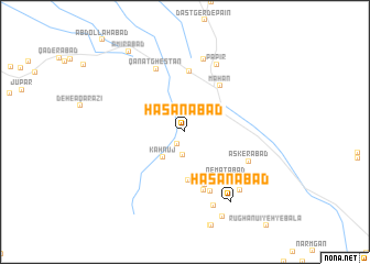 map of Ḩasanābād