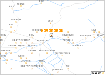 map of Ḩasanābād