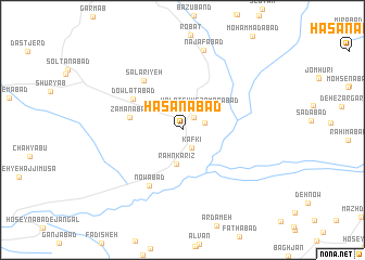 map of Ḩasanābād