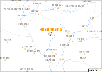 map of Ḩasanābād