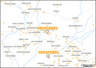 map of Ḩasanābād