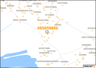 map of Ḩasanābād