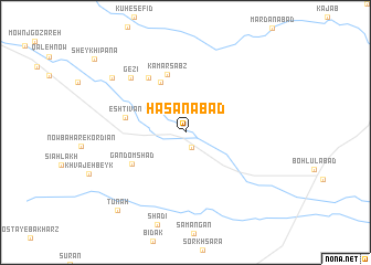 map of Ḩasanābād