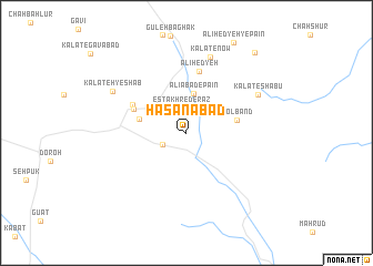 map of Ḩasanābād