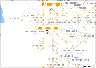 map of Ḩasanābād