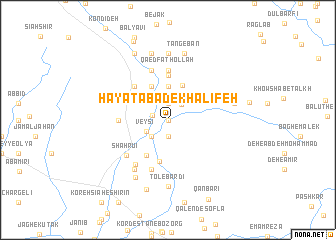 map of Ḩayātābād-e Khalīfeh