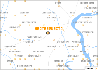 map of Hegyespuszta