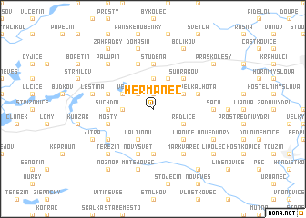 map of Heřmaneč