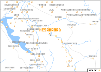 map of Ḩesāmābād