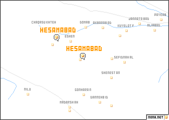 map of Ḩesāmābād