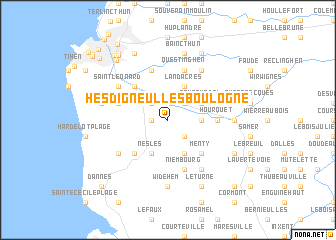 map of Hesdigneul-lès-Boulogne