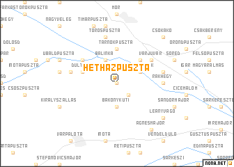 map of Hétházpuszta