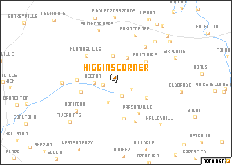 map of Higgins Corner