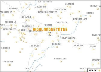 map of Highland Estates
