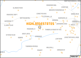 map of Highland Estates