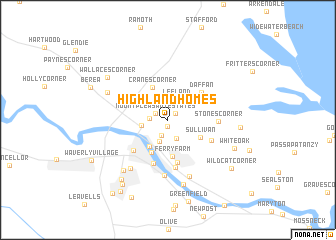 map of Highland Homes