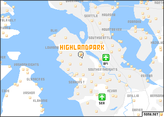 map of Highland Park