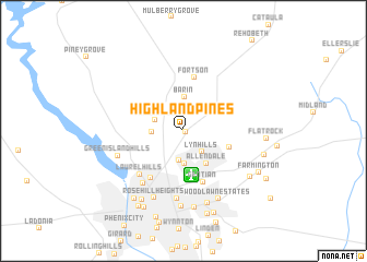 map of Highland Pines