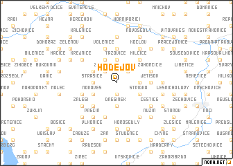 map of Hodějov
