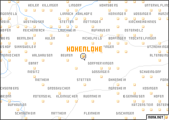 map of Hohenlohe
