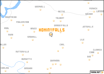 map of Hominy Falls