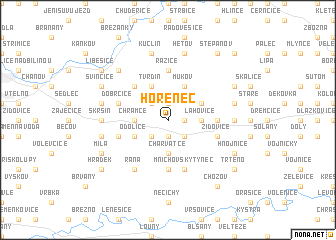 map of Hořenec