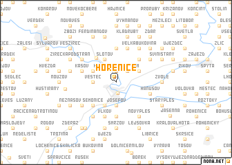 map of Hořenice