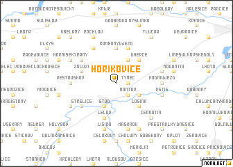 map of Hoříkovice