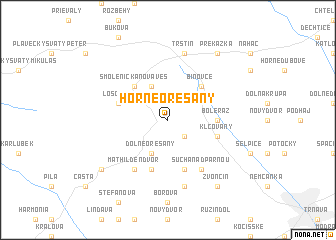 map of Horné Orešany