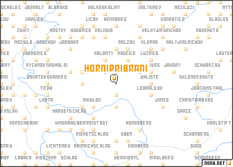 map of Horní Příbraní