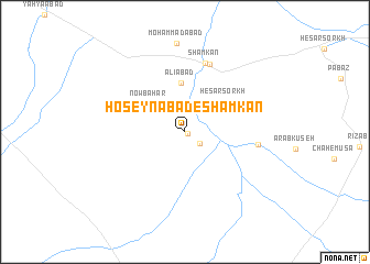 map of Ḩoseynābād-e Shāmkān