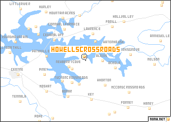 map of Howells Crossroads