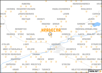 map of Hradečná