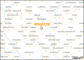 map of Hradečná