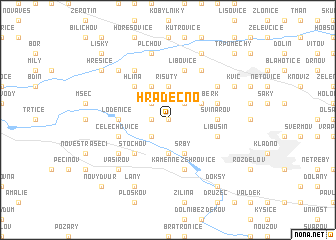 map of Hradečno