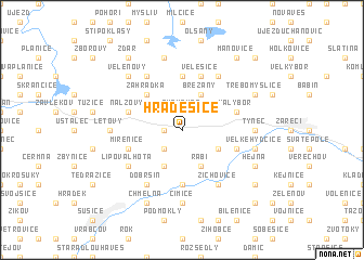 map of Hradešice