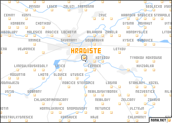 map of Hradiště