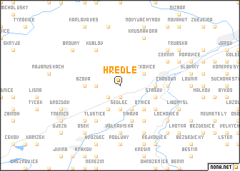 map of Hředle