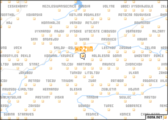 map of Hrzín