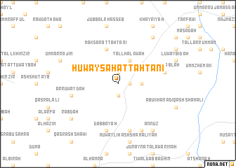 map of Ḩuwayşah at Taḩtānī