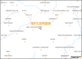 map of Issy-lʼÉvêque