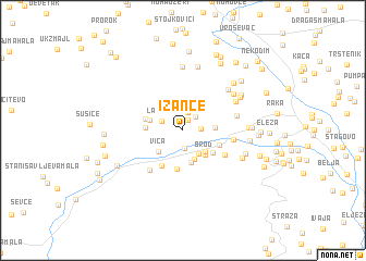 map of Ižance