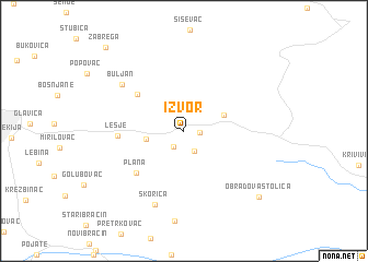 map of Izvor