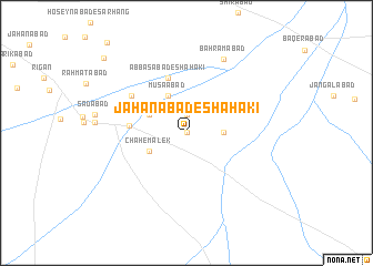 map of Jahānābād-e Shahakī