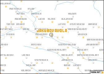 map of Jakubova Voľa