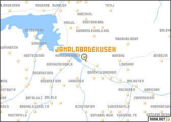 map of Jamālābād-e Kūseh