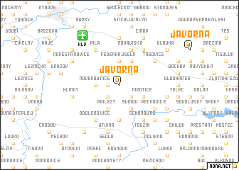 map of Javorná