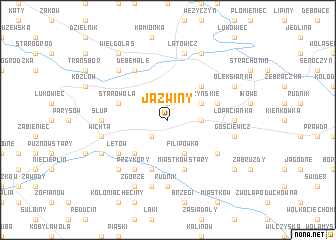 map of Jaźwiny