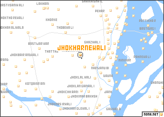 map of Jhok Harnewāli