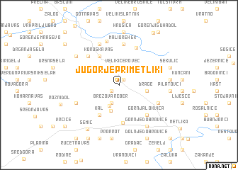 map of Jugorje pri Metliki